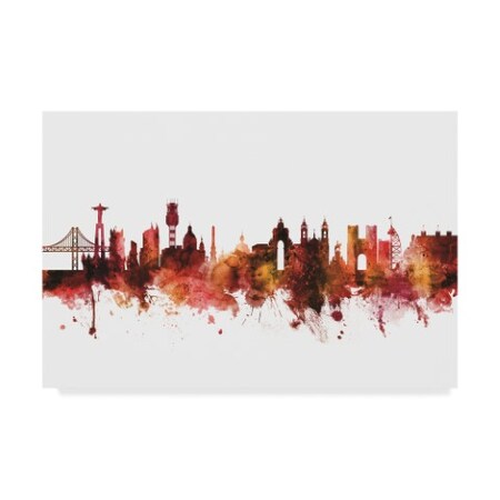 Trademark Fine Art Michael Tompsett 'Lisbon Portugal Skyline Red' Canvas Art, 12x19 MT02028-C1219GG